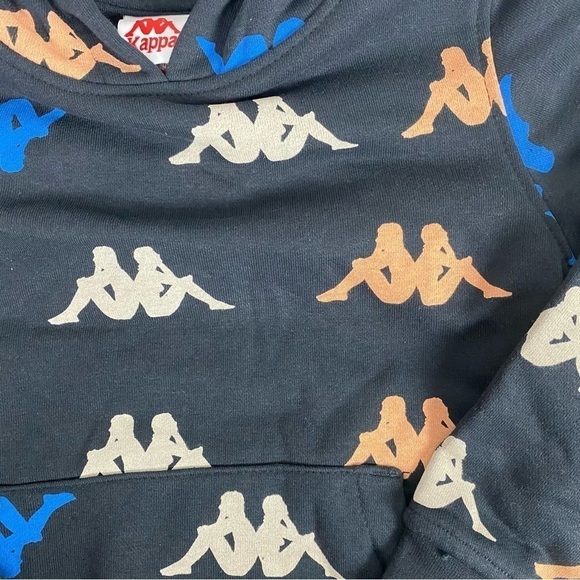 NWT | Kappa Kids' Authentic Sneek Print Hoodie Size 8Y in Black-Orange-Blue - Picture 4 of 11